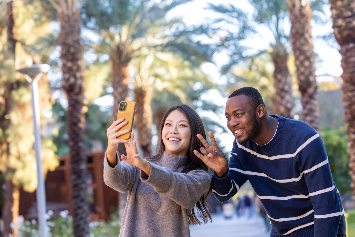 Two ASU students posing for a selfie