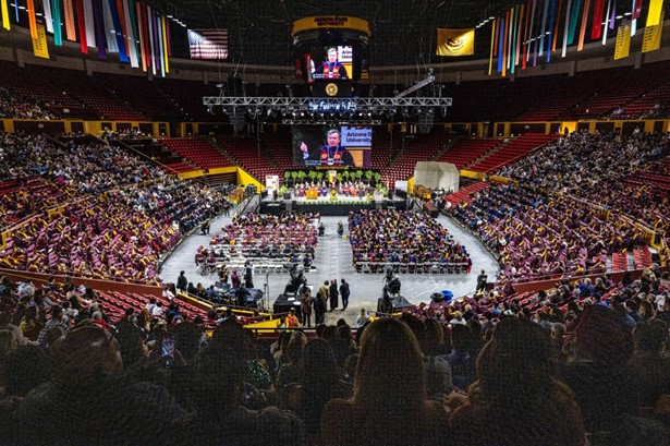 Over head view of a graduation ceremony at ASU