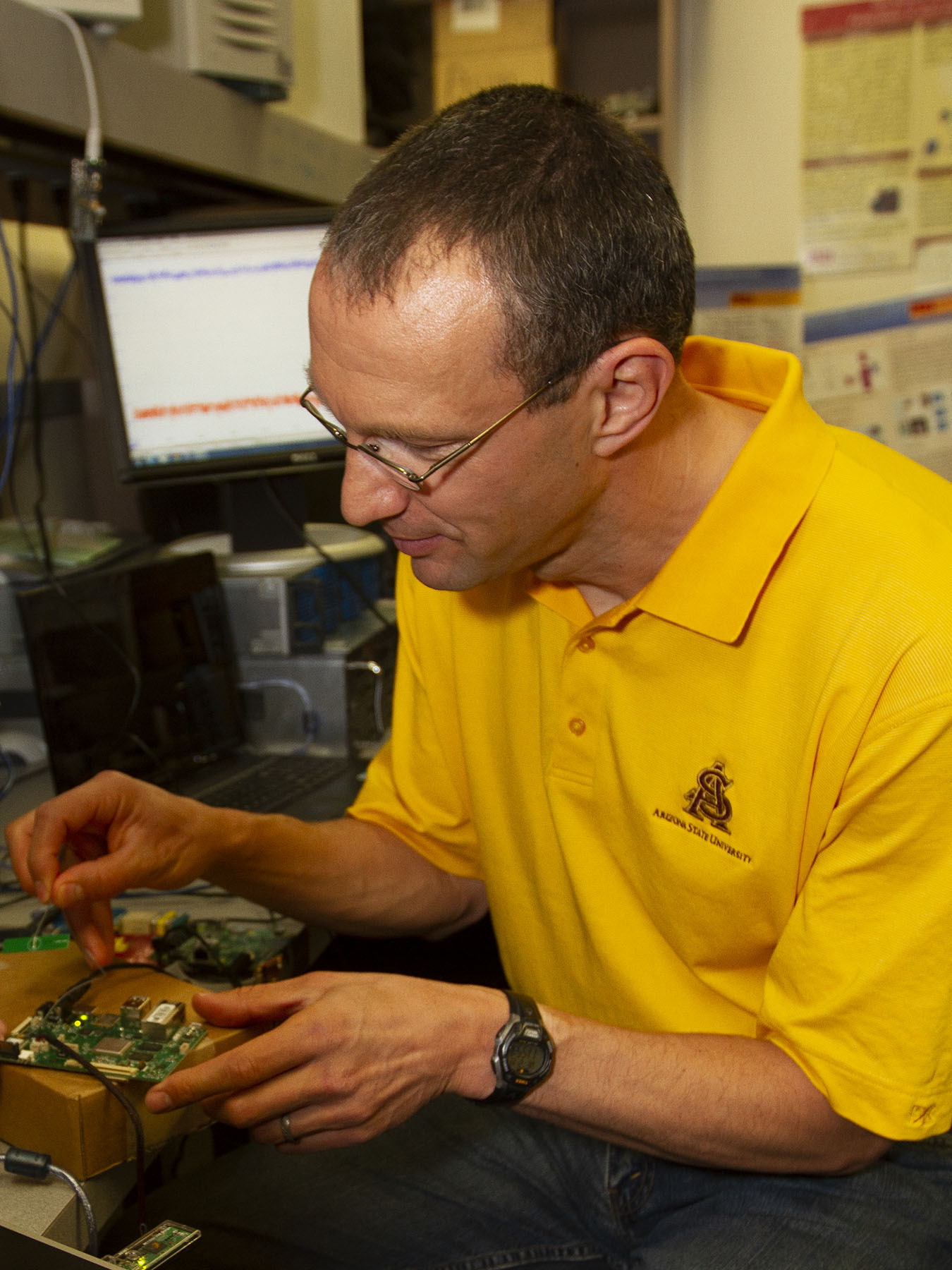 Martin Reisslein, an Arizona State University electrical and systems engineering professor, is researching 5G technology that will be a major component of the next industrial revolution. Photo by Jessica Hochreiter/ASU. Martin Reisslein, an Arizona State University electrical and systems engineering professor, is researching 5G technology that will be a major component of the next industrial revolution. Photo by Jessica Hochreiter/ASU.